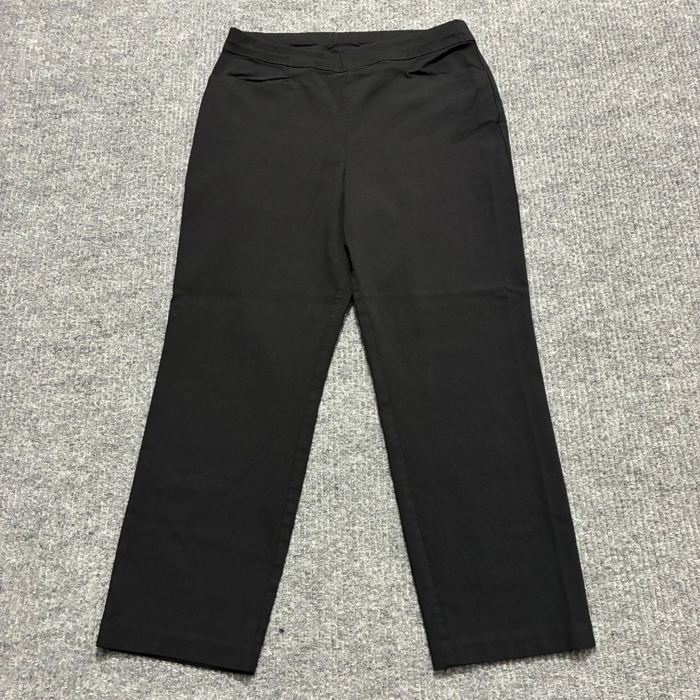 Susan Graver Womens Cropped Pants Size 8 Black Pull On Stretch Mid Rise Workwear